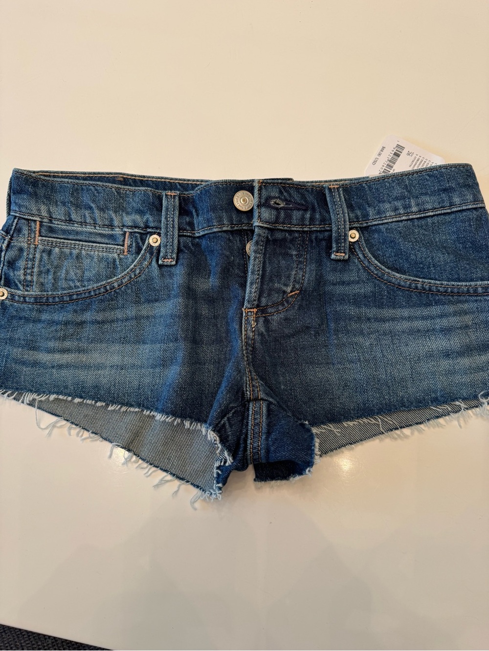 We The Free Raw Hem Denim Short Shorts - Dark Blue